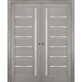 Sartodoors Double Pocket Interior Door, 84" x 96", Gray QUADRO4088DP-SSS-8496